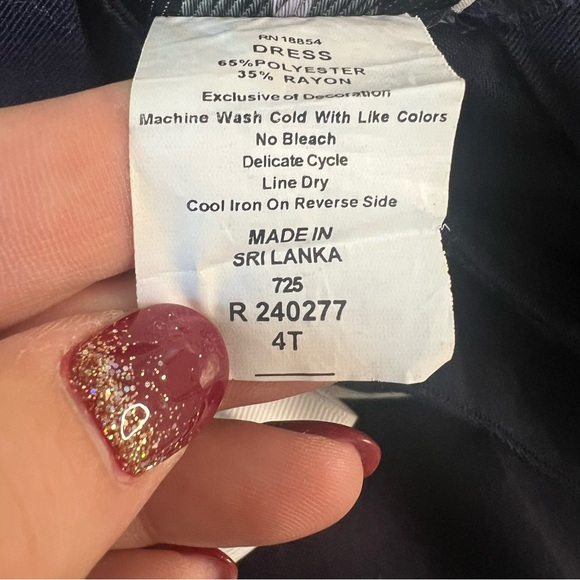 Navy Blue Sailor Dress with White Trim size 4T - Picture 5 of 5